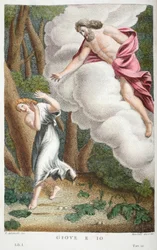 Jupiter förälskad i Io eller Giove e Io, bok I, illustration ur Ovidius Metamorfoser, Florens, 1832